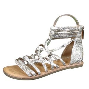 Cat & Jack Dion Girls Gladiator Sandals Size 2 Faux Gold Snakeskin Ankle Strap